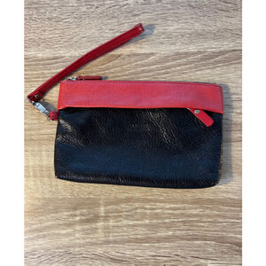 Danier Leather Black and Red Colorblock Wristlet